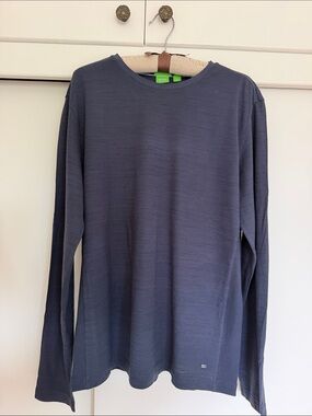 Boss Long Sleeve Tee in Navy Blue